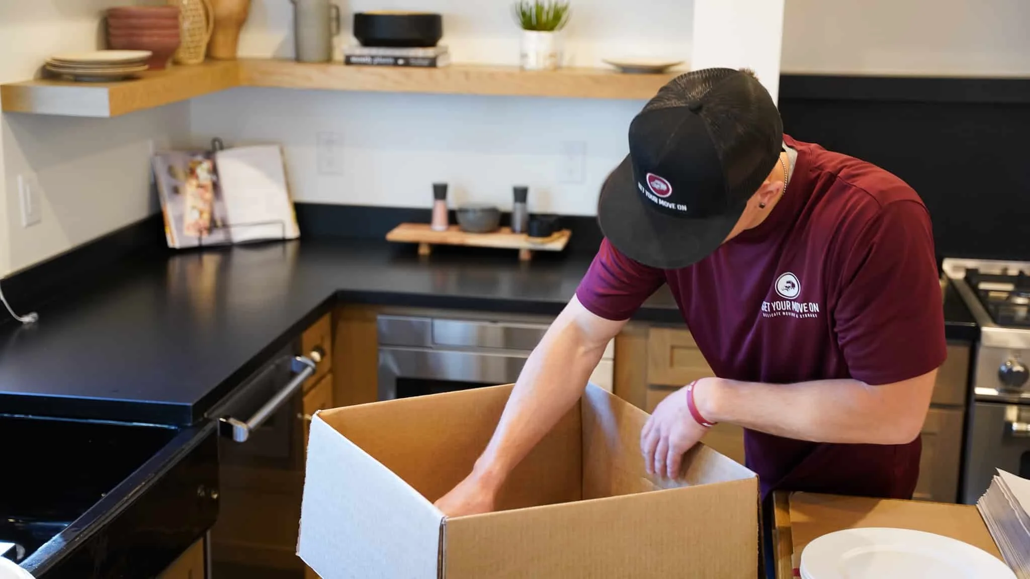 Careful packing of kitchen dishes for a move