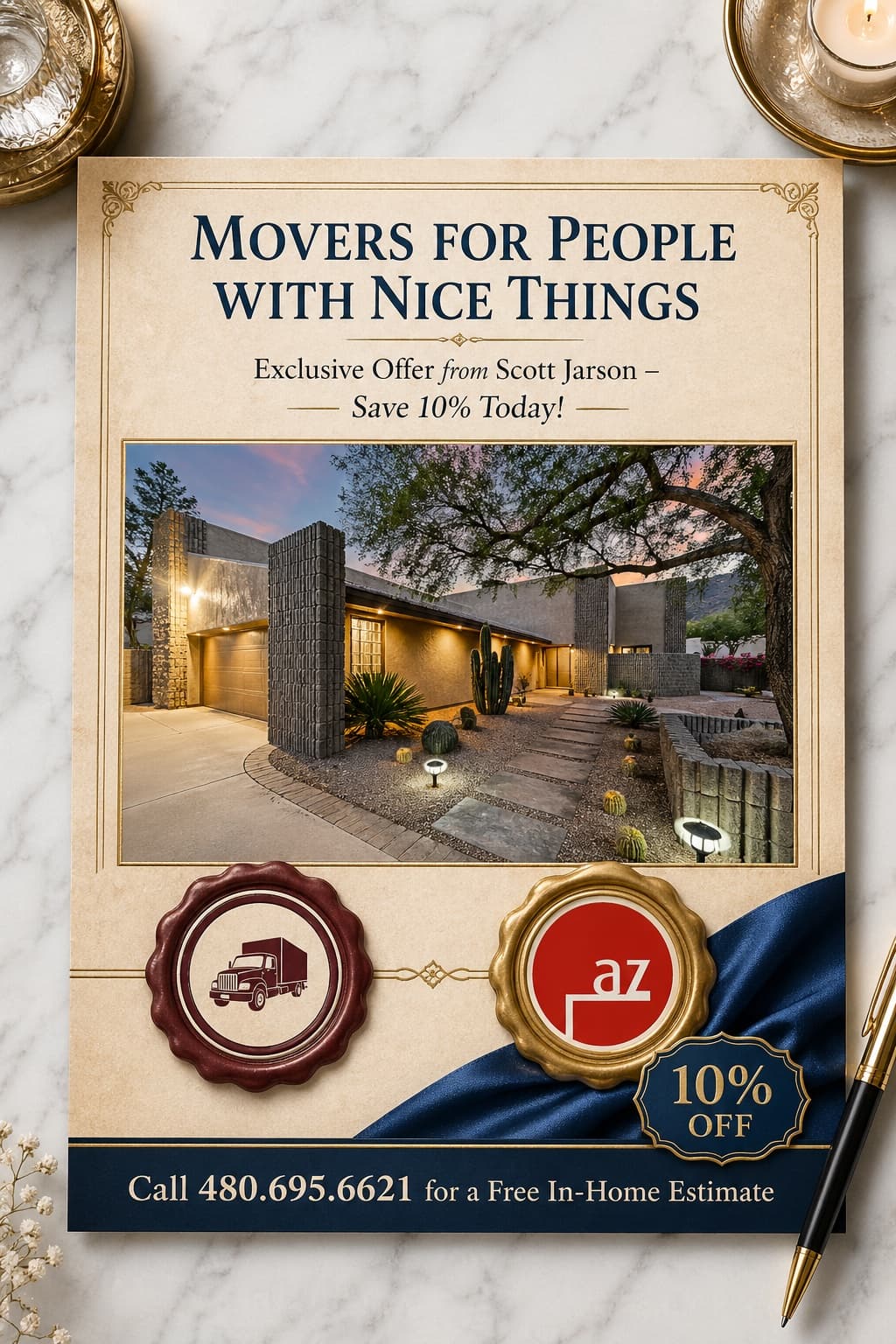 Sample personalized moving discount coupon for a real estate professional’s clients